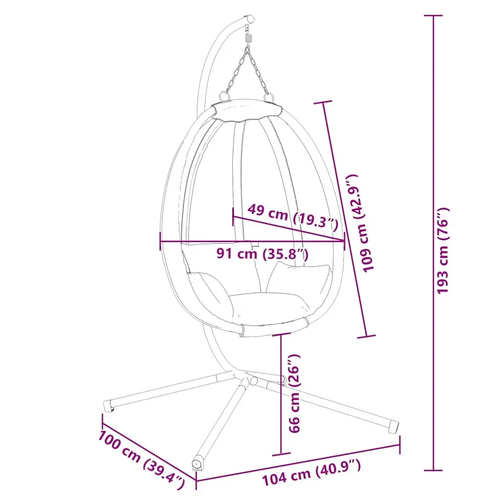 Hanging Egg Chair with Stand Taupe Fabric Steel Frame Garden Swing Outdoor Porch
