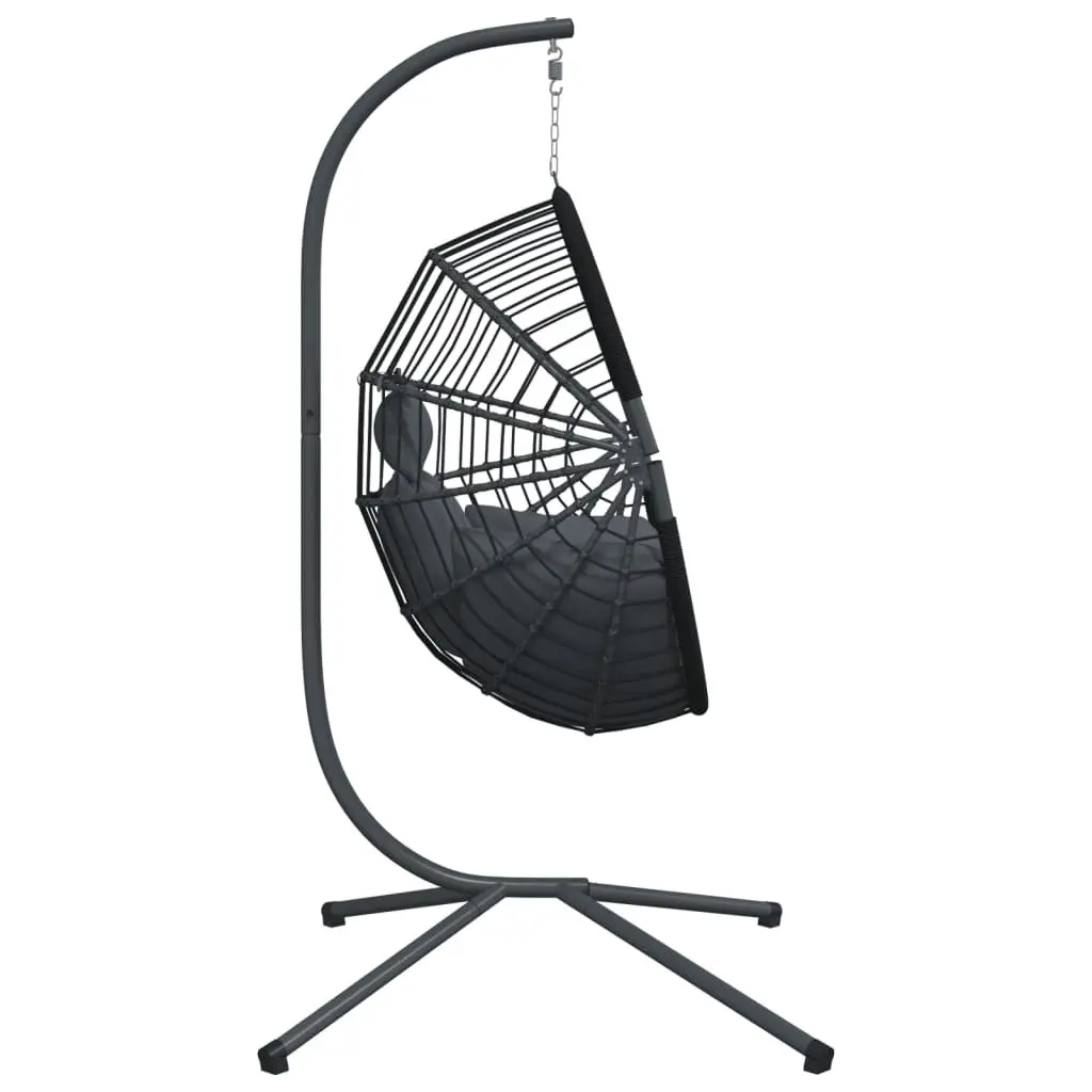Hanging Egg Chair with Stand Rattan and Steel Frame Anthracite Garden Porch Swing