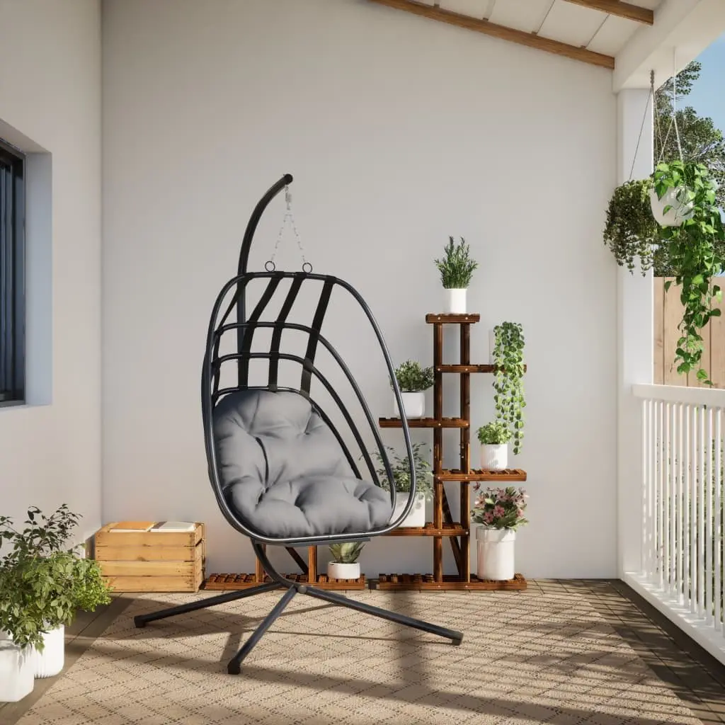 Hanging Egg Chair Steel Frame Swing Outdoor Garden Porch Anthracite