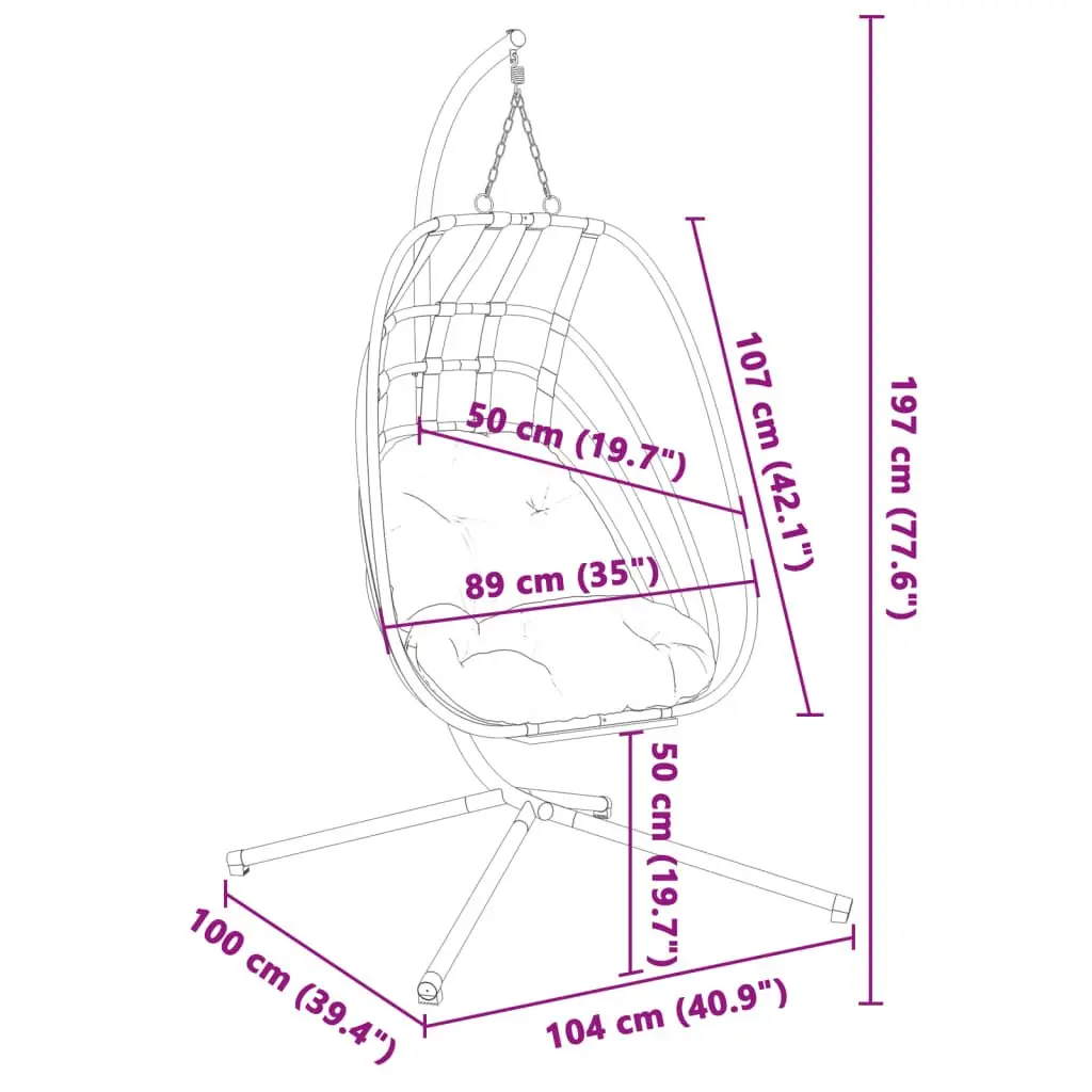 Hanging Egg Chair Steel Frame Swing Outdoor Garden Porch Anthracite