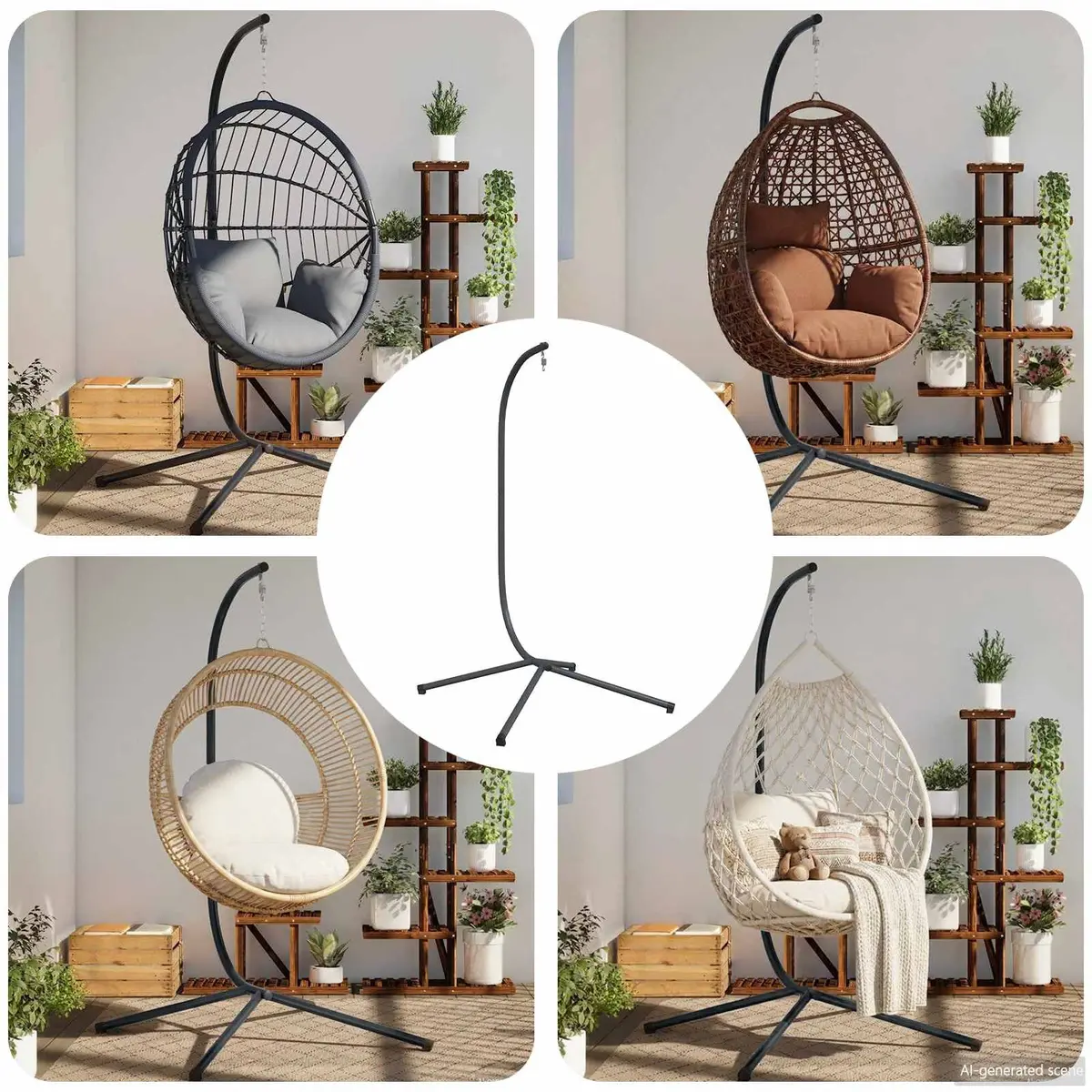 Hanging Egg Chair Stand Steel Frame Outdoor Anthracite