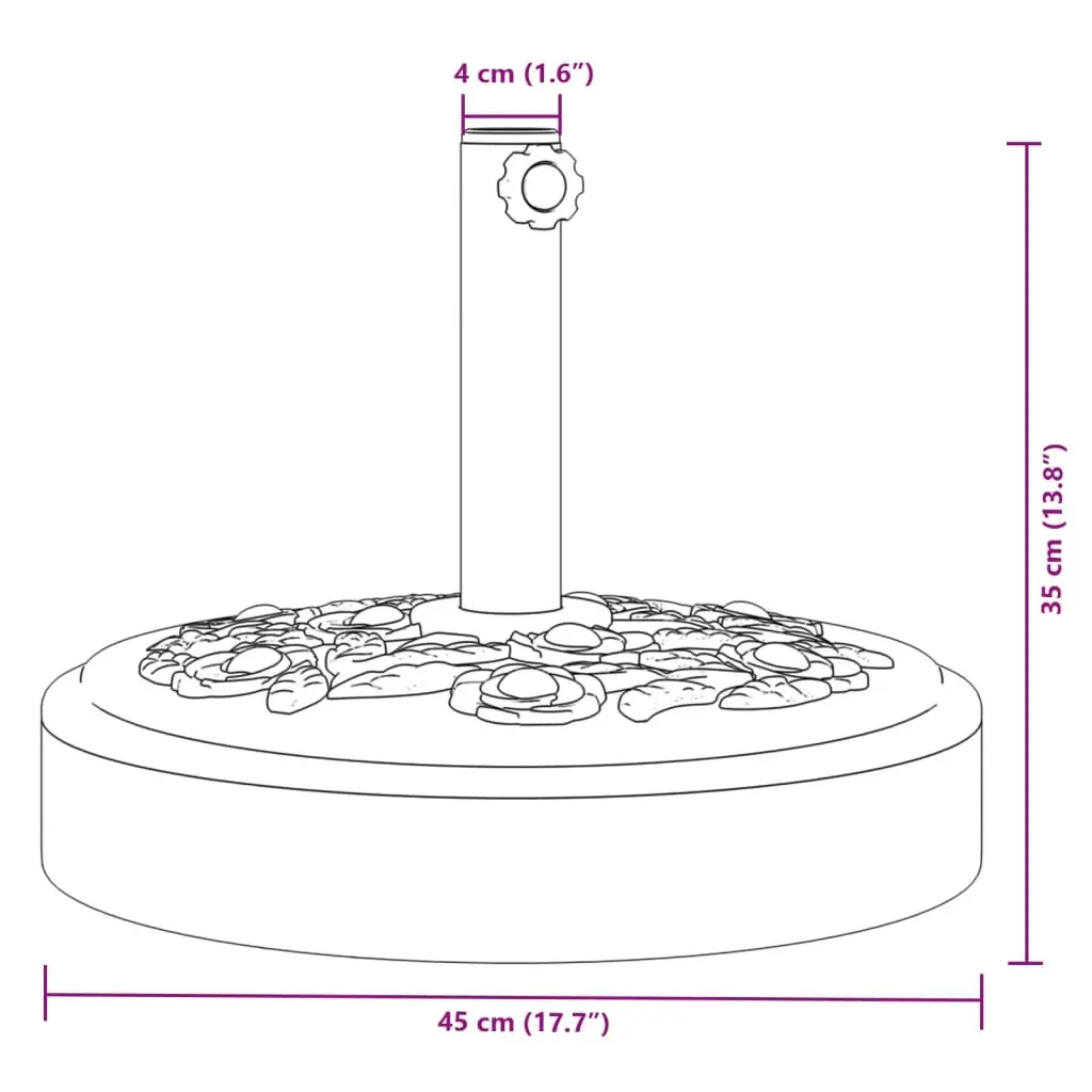 Parasol Base Round 25kg Stable Umbrella Stand Concrete Pole Adapter Black