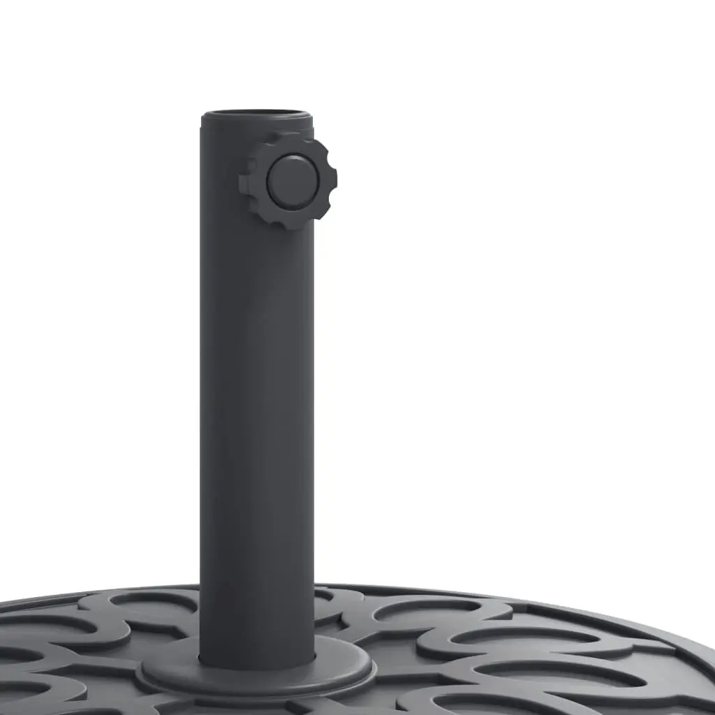 Round Parasol Base Concrete Filled 12kg Ø38 Ø48mm Pole Adapter Black