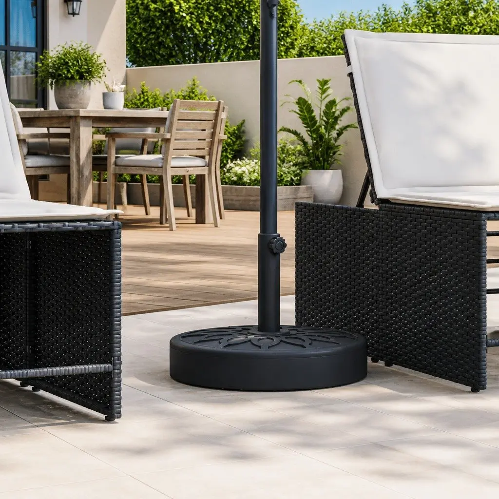 Parasol Base Round 25kg Outdoor Umbrella Stand Stable Pole Ø38 48mm Black
