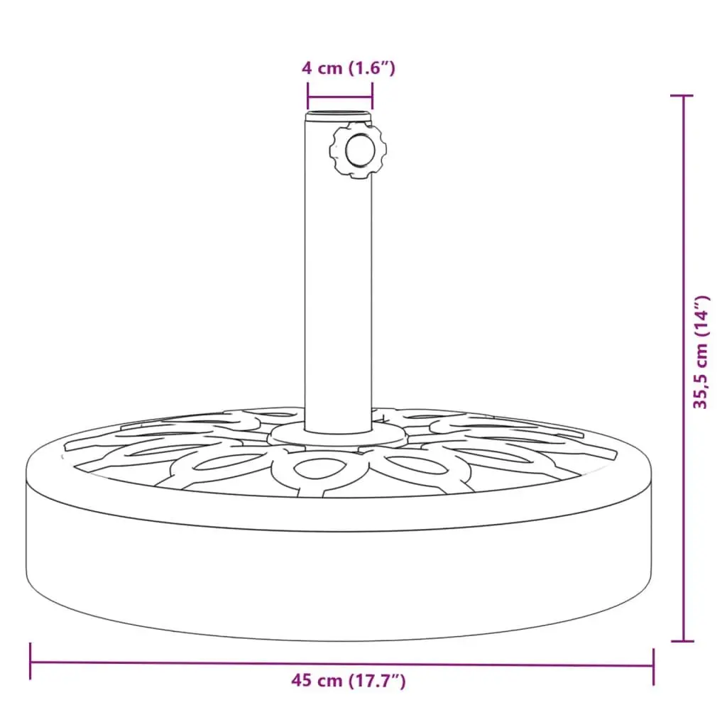 Parasol Base Round 25kg Outdoor Umbrella Stand Stable Pole Ø38 48mm Black