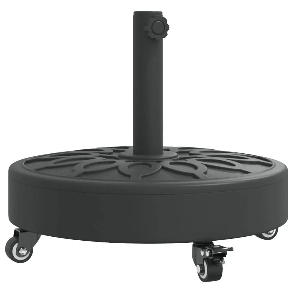 Round Parasol Base Concrete Plastic 27kg Black with Lockable Wheels for 38mm 48mm Poles