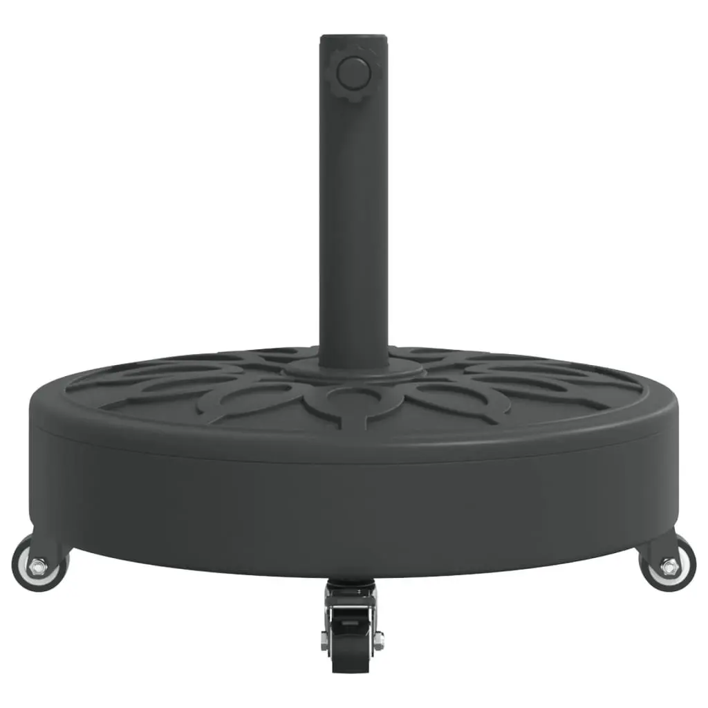 Round Parasol Base Concrete Plastic 27kg Black with Lockable Wheels for 38mm 48mm Poles
