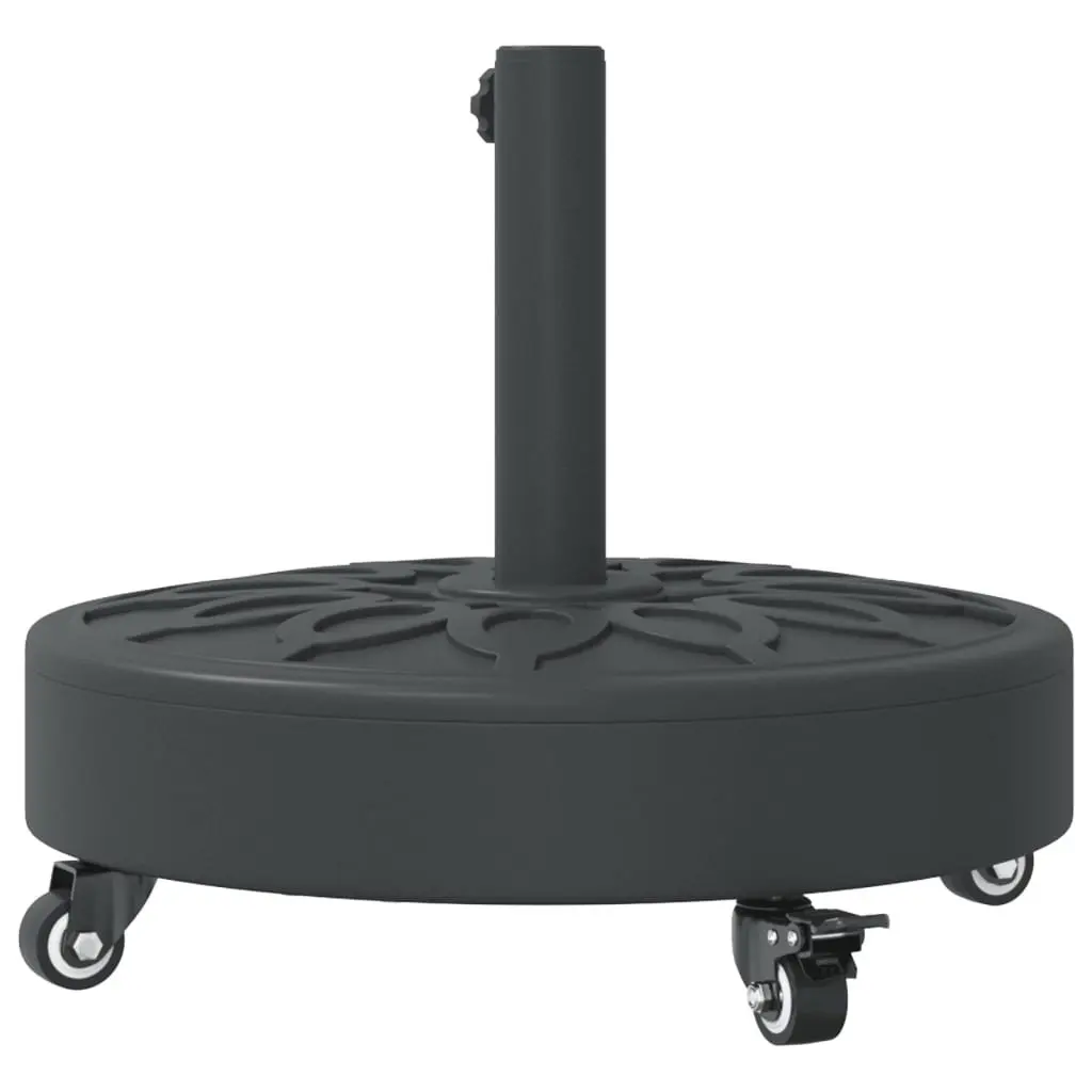 Round Parasol Base Concrete Plastic 27kg Black with Lockable Wheels for 38mm 48mm Poles