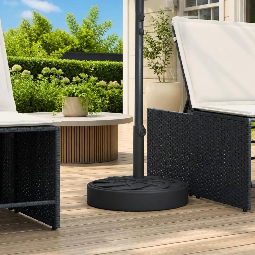 Parasol Base Concrete-filled Plastic 25kg Round Umbrella Stand Outdoor Garden Black