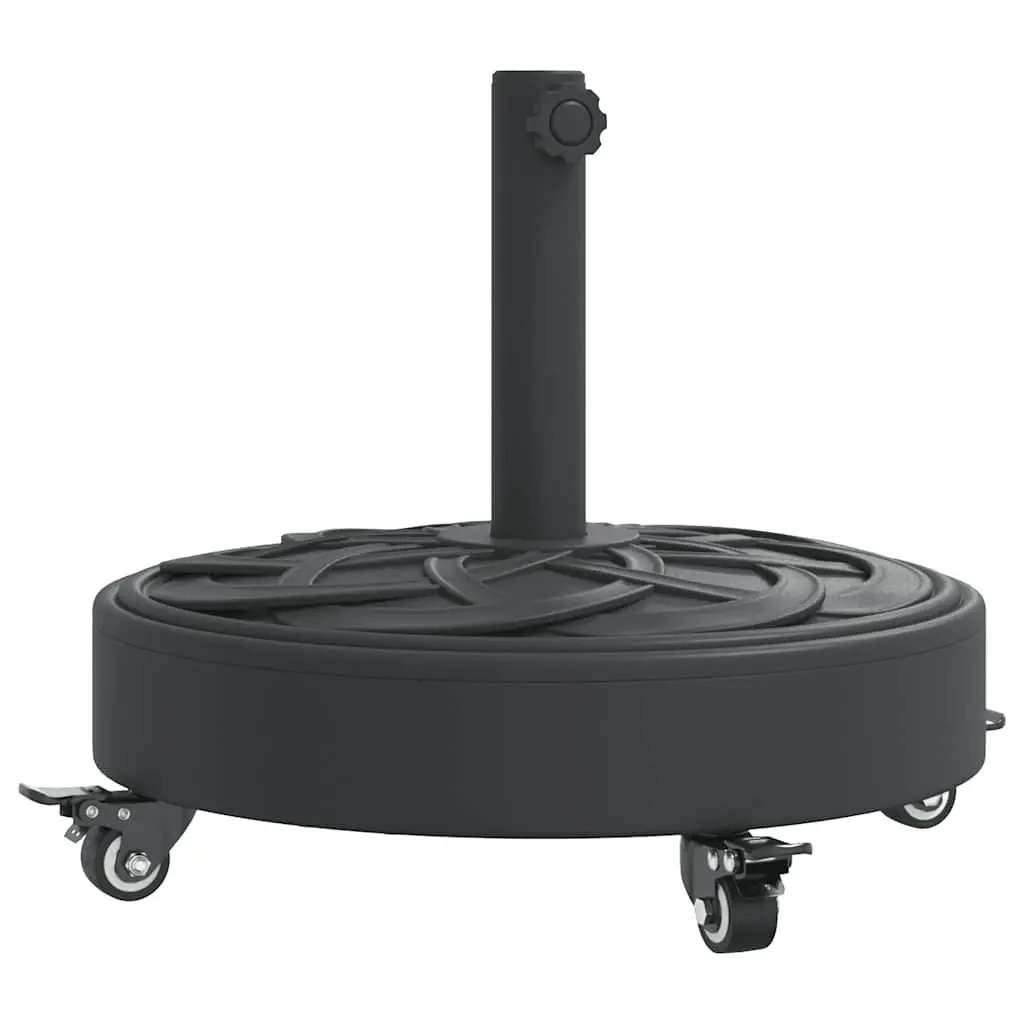 Parasol Base with Wheels Lockable Castors Round Outdoor Umbrella Stand Black