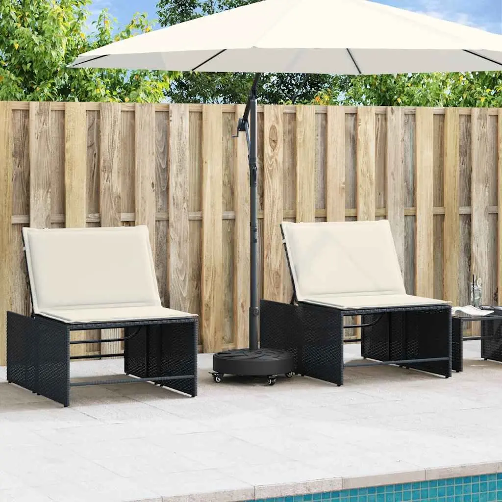 Parasol Base with Wheels Lockable Castors Round Outdoor Umbrella Stand Black