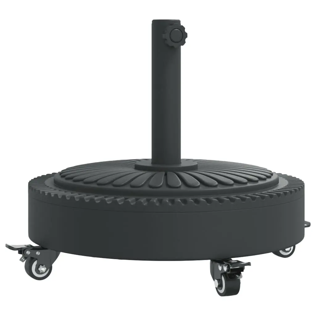Round Parasol Base Concrete 27kg Black Umbrella Stand with Lockable Castors