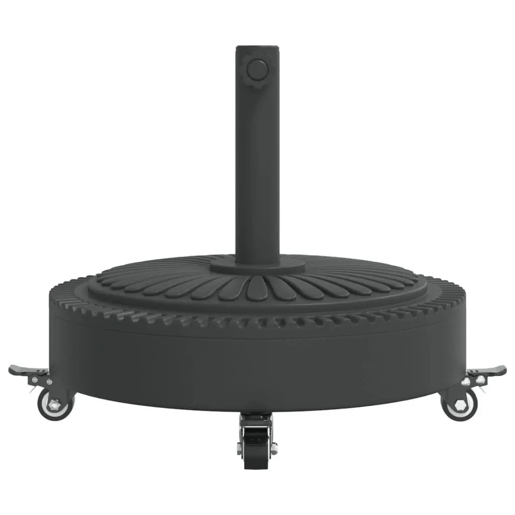 Round Parasol Base Concrete 27kg Black Umbrella Stand with Lockable Castors