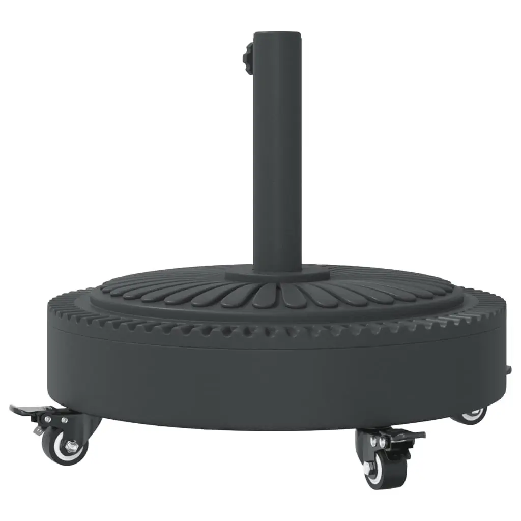 Round Parasol Base Concrete 27kg Black Umbrella Stand with Lockable Castors