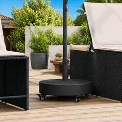 Parasol Base with Wheels Lockable Castors Round 27kg Outdoor Umbrella Stand