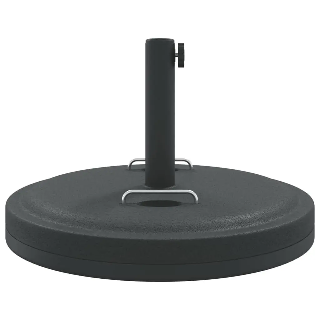 Round Parasol Base Concrete Filled 25 kg Black Outdoor Umbrella Stand with Handles