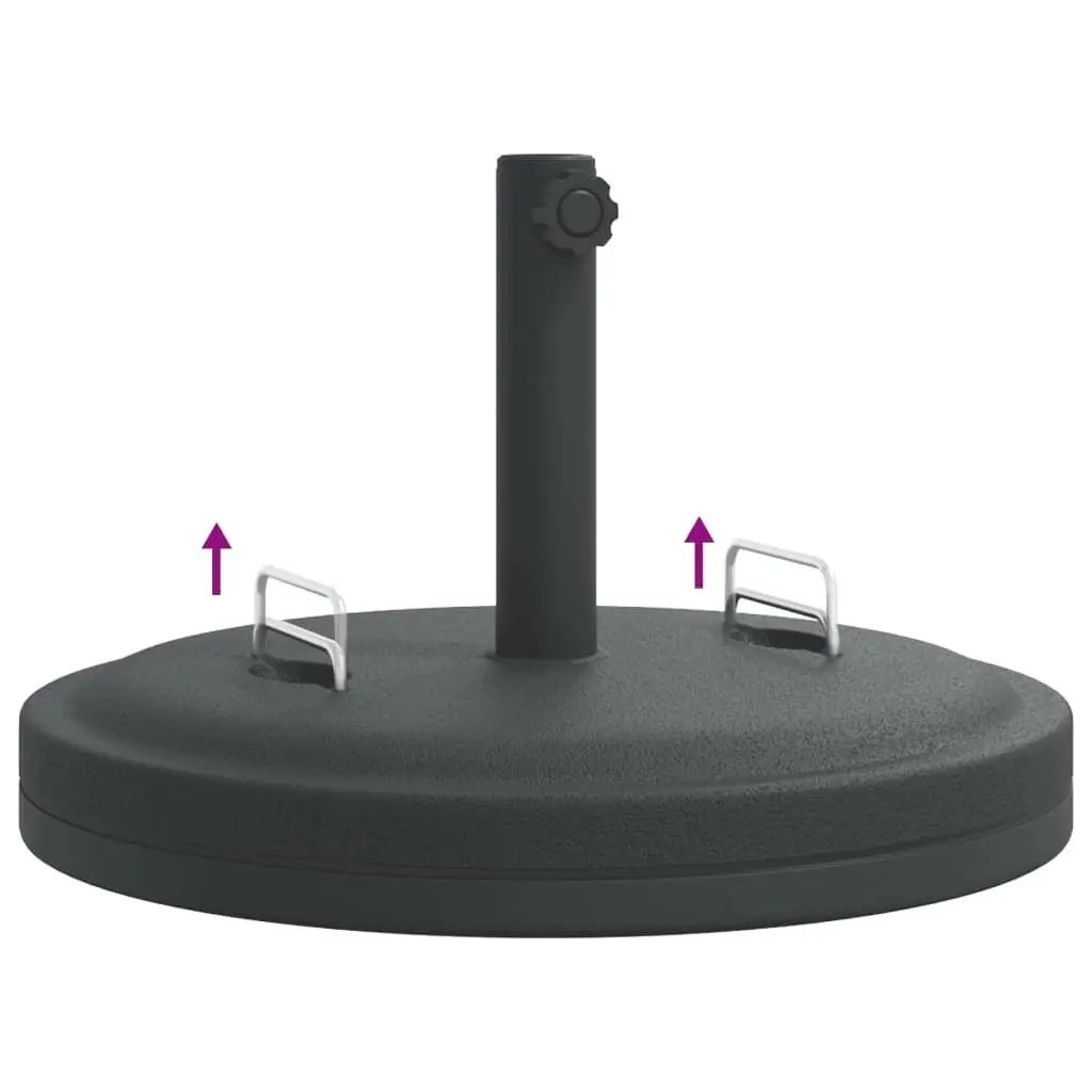 Round Parasol Base Concrete Filled 25 kg Black Outdoor Umbrella Stand with Handles