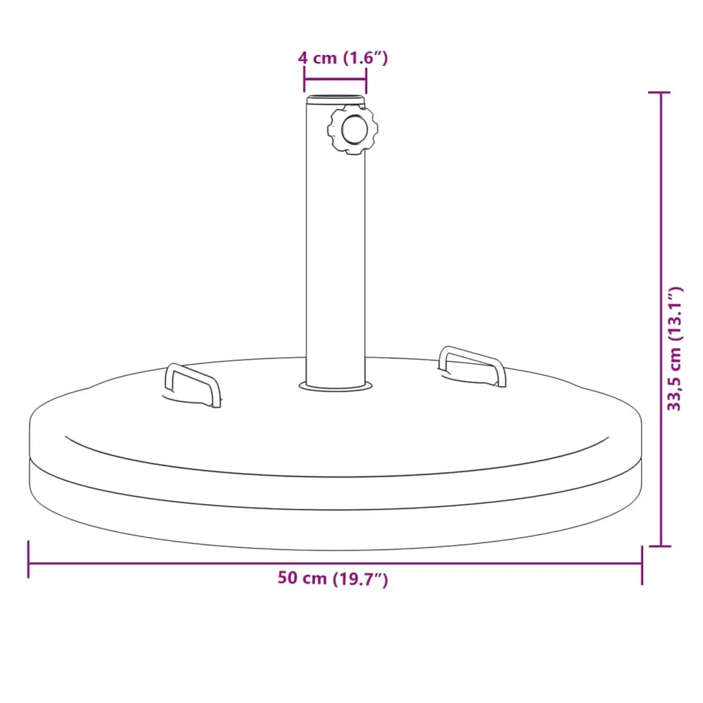 Round Parasol Base Concrete Filled 25 kg Black Outdoor Umbrella Stand with Handles