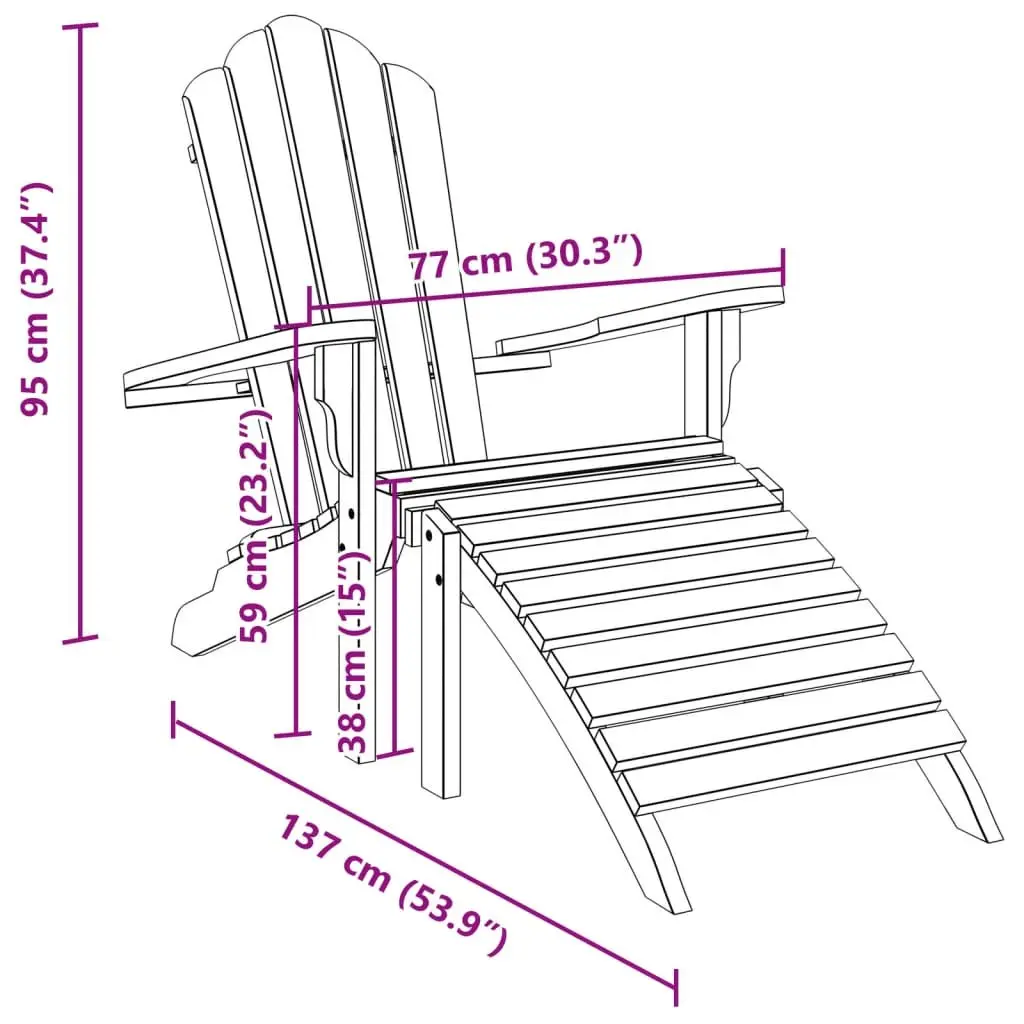 Adirondack Chair with Footrest for Outdoor Spaces