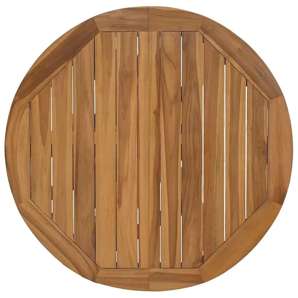 Garden Table Ø109x74cm Solid Teak Wood Slatted Design Patio Outdoor Furniture