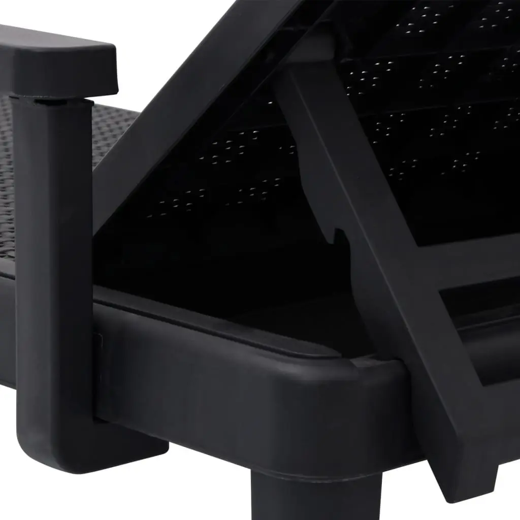 Sun Lounger Polypropylene 1555 x 570 x 280 mm Black 4-Way Adjustable Backrest Outdoor Chaise Lounge Chair