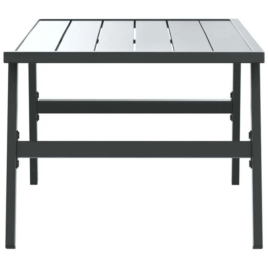 Outdoor Garden Coffee Table Black Steel Frame Patio Furniture Living Space Decor