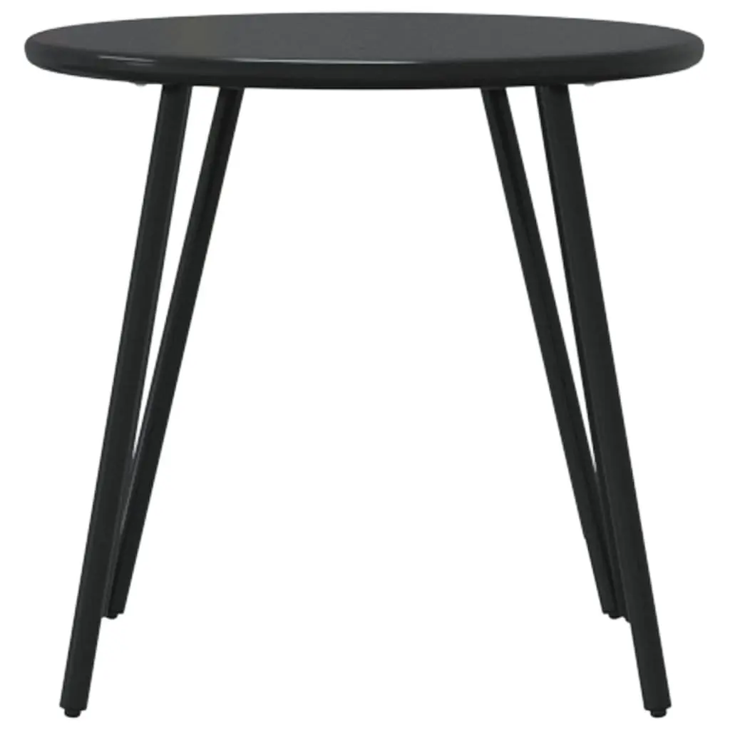 Round Coffee Tables Set of 2 Black Powder-coated Steel Frame Outdoor Garden Patio Furniture