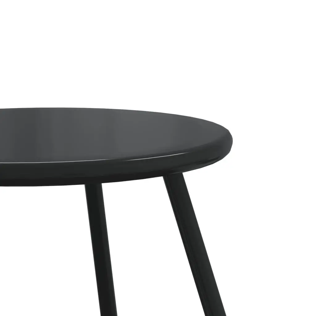 Round Coffee Tables Set of 2 Black Powder-coated Steel Frame Outdoor Garden Patio Furniture