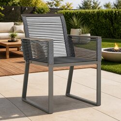Practical Set of 4 Black Garden Chairs for Outdoors