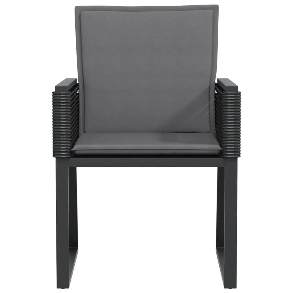 Outdoor Garden Chairs Set of 2 Black Poly Rattan Cushioned Patio Seating