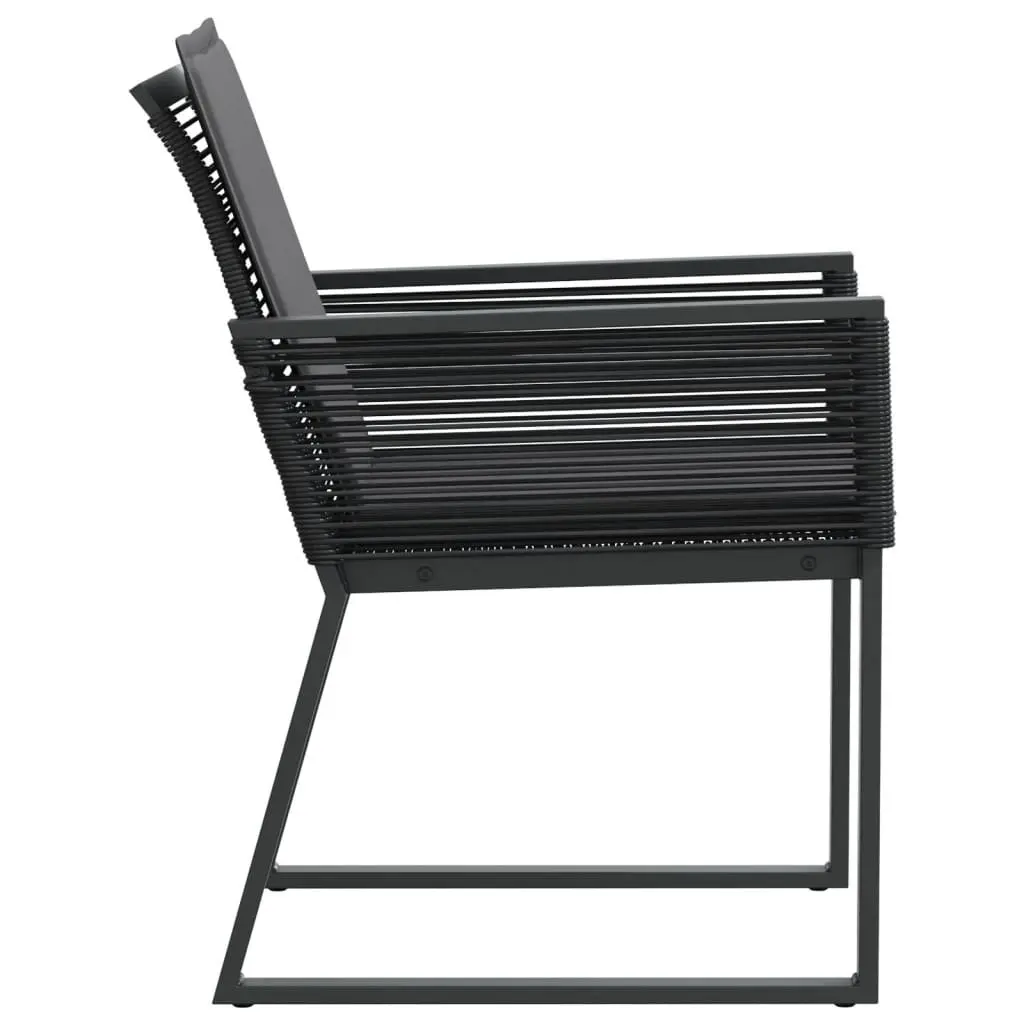 Outdoor Garden Chairs Set of 2 Black Poly Rattan Cushioned Patio Seating