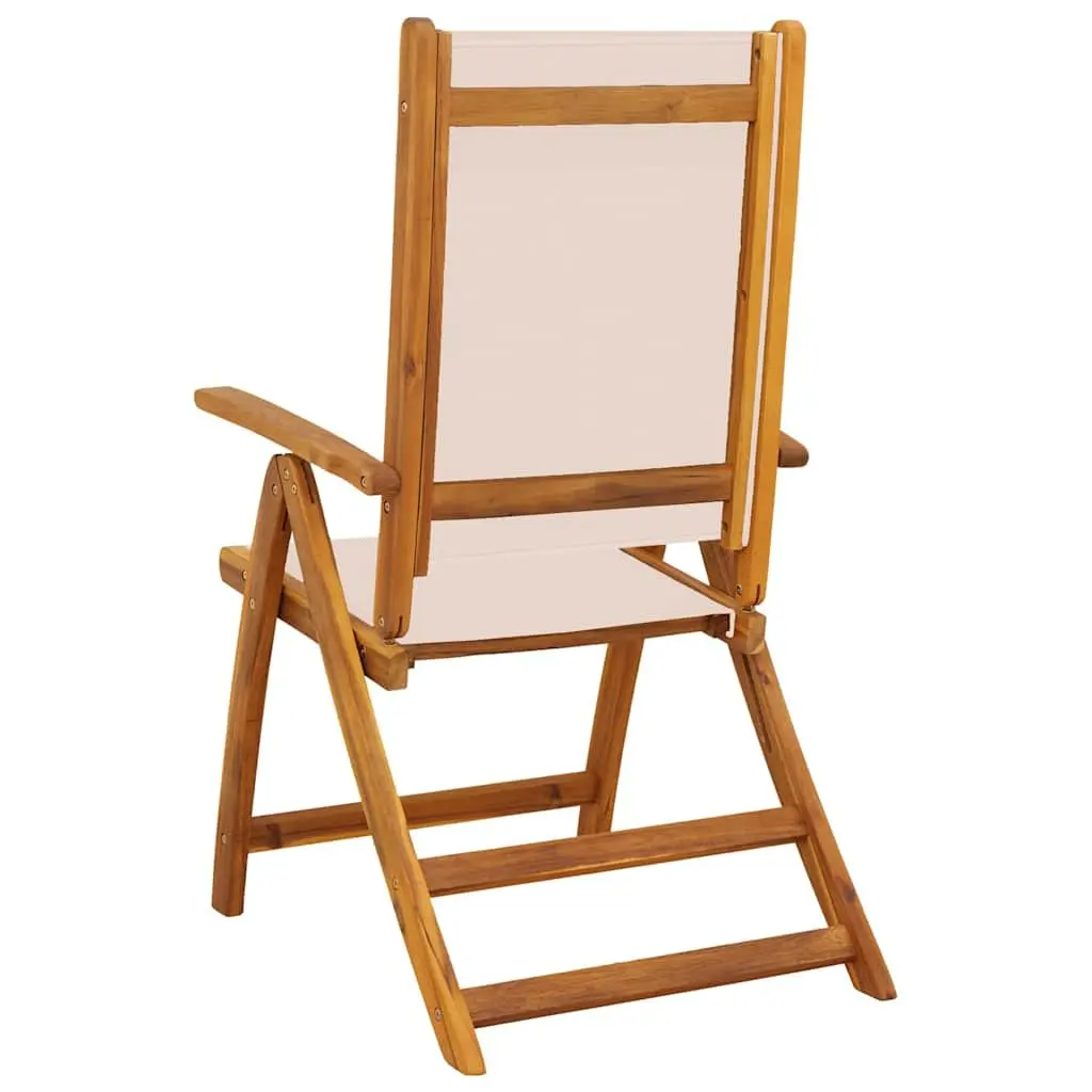 Folding Garden Chairs Solid Acacia Wood Textilene 2 Piece Brown