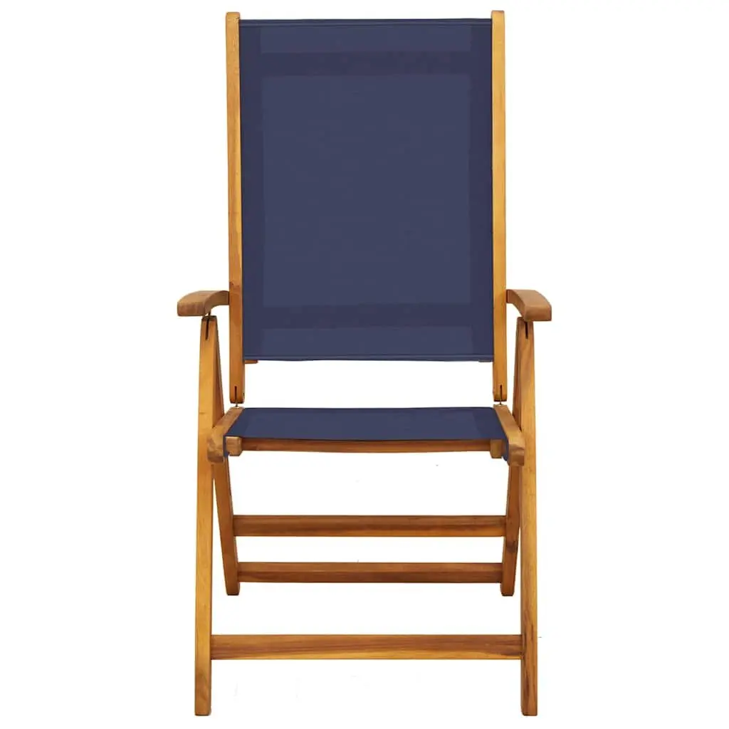 Folding Garden Chairs Acacia Wood Textilene 2 Piece Adjustable Backrest Outdoor Brown