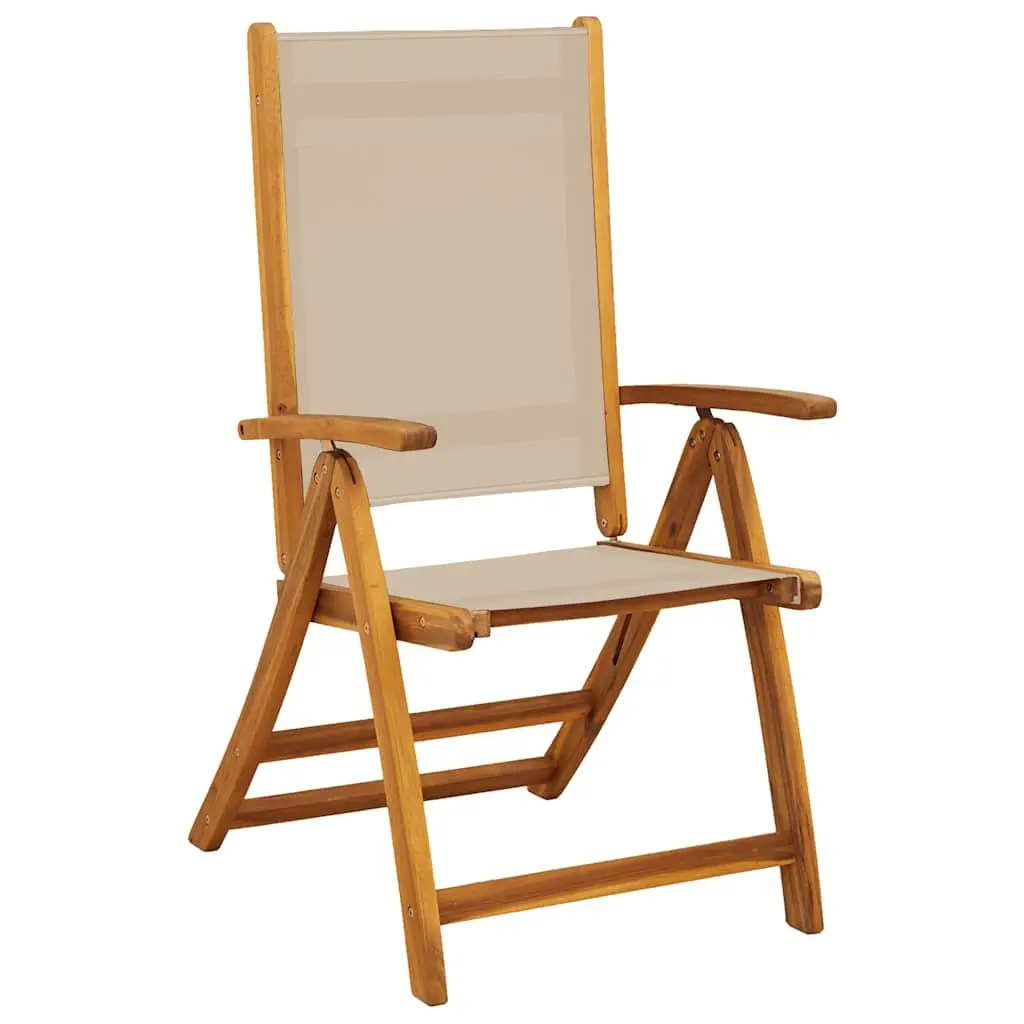 Folding Chairs Garden Seating 2 Pieces Textilene Solid Wood Acacia Brown Durable Outdoor Portable
