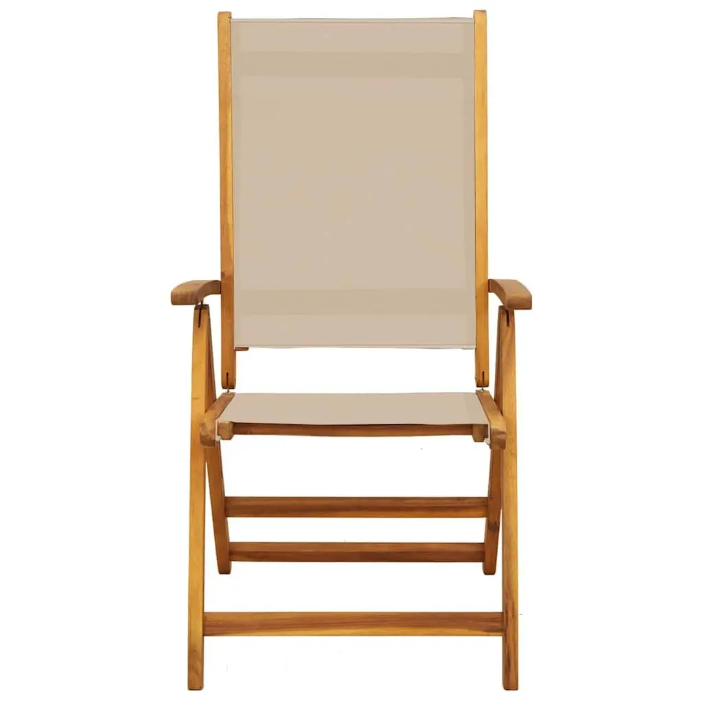 Folding Chairs Garden Seating 2 Pieces Textilene Solid Wood Acacia Brown Durable Outdoor Portable