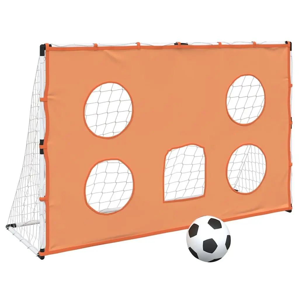 Kids Football Goal White 182x62x118cm with Target Mat and Ball for Indoor Outdoor Play