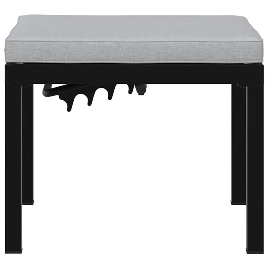 Garden Stool Outdoor Relaxation Padded Cushion Black Powder-Coated Steel Frame