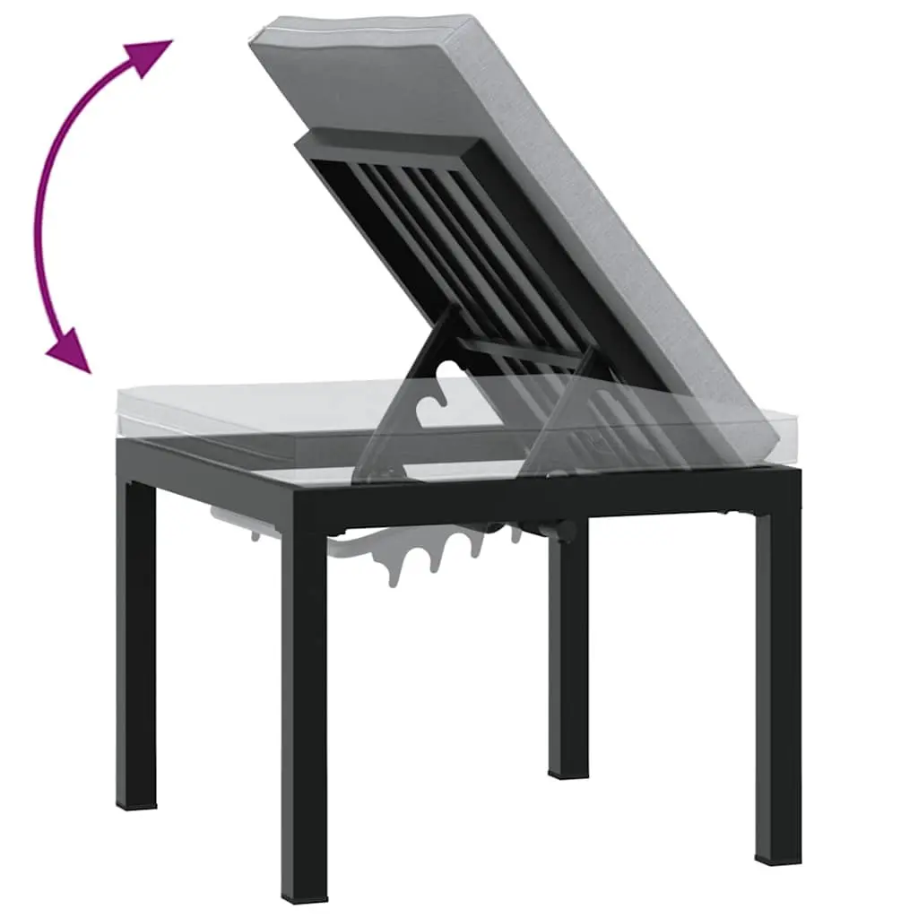 Garden Stool Outdoor Relaxation Padded Cushion Black Powder-Coated Steel Frame
