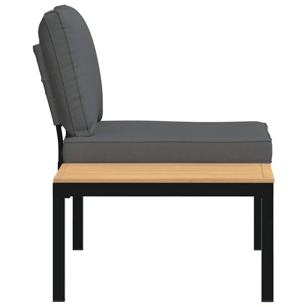 Garden Bench Aluminium Frame Black with Cushions and Side Table
