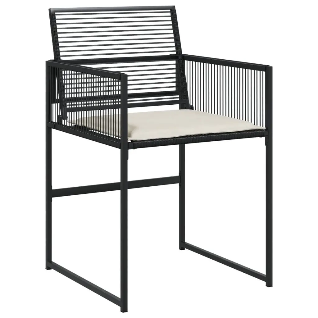 Outdoor Chairs Set 4 pcs Black Poly Rattan Garden Seating with Cushions