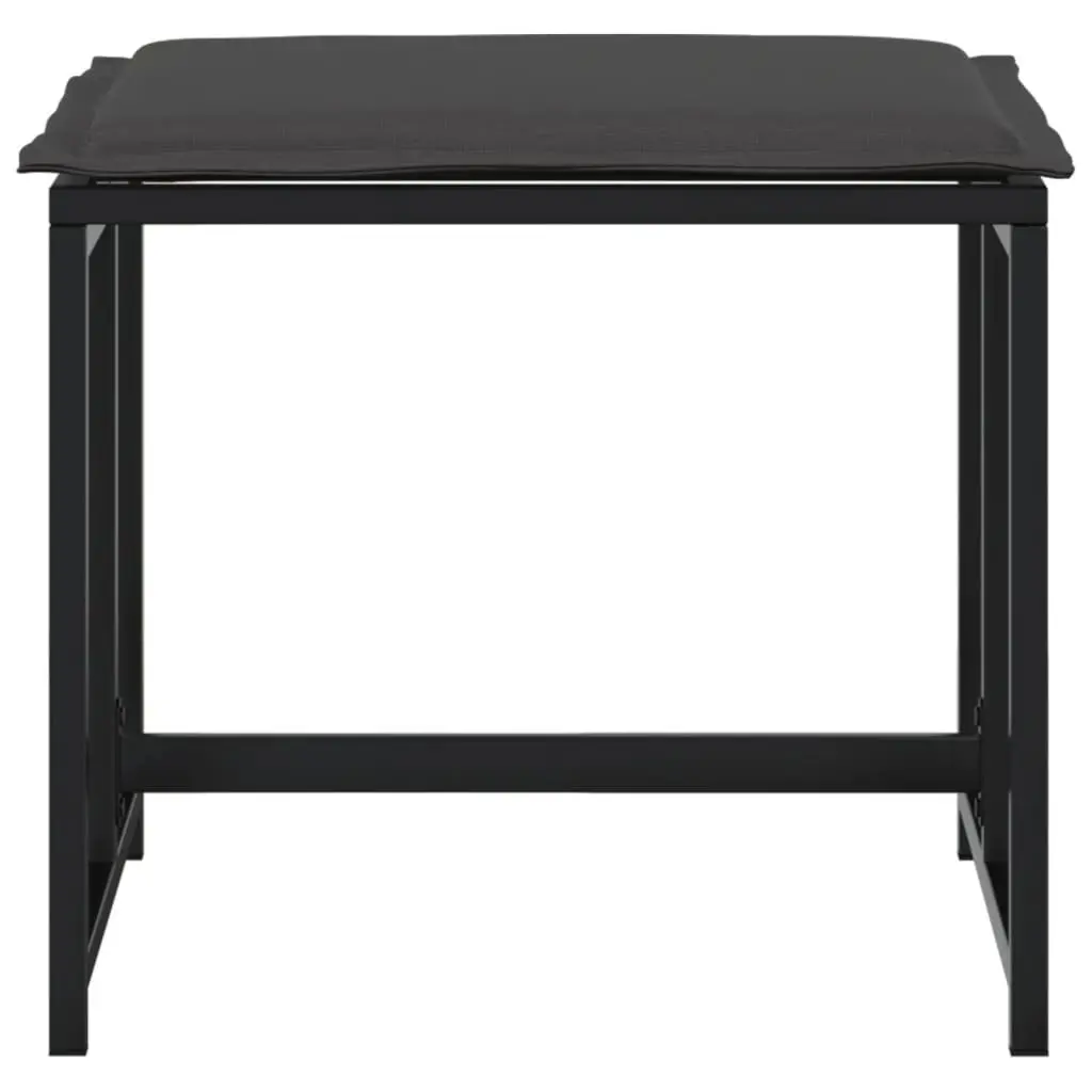 Outdoor Garden Stools Steel Frame Textilene Cushions 4 Piece Set Black