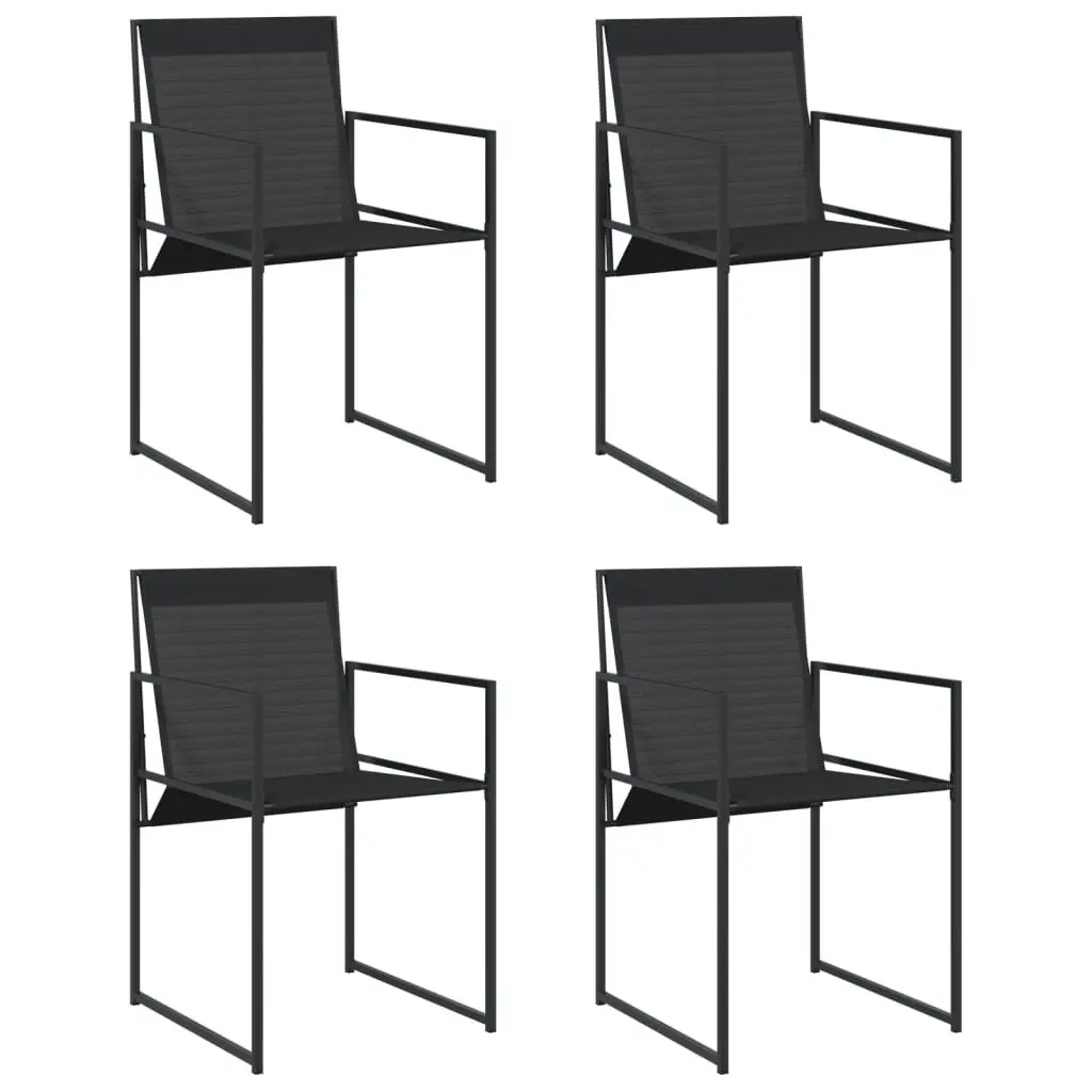 Outdoor Chairs Set 4 Pieces Black Steel Textilene Folding Backrest Durable