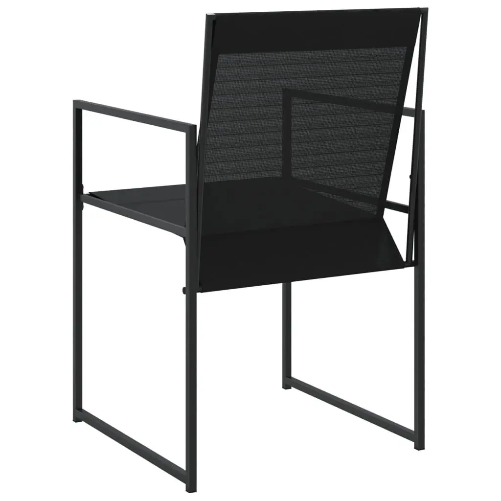 Outdoor Chairs Set 4 Pieces Black Steel Textilene Folding Backrest Durable