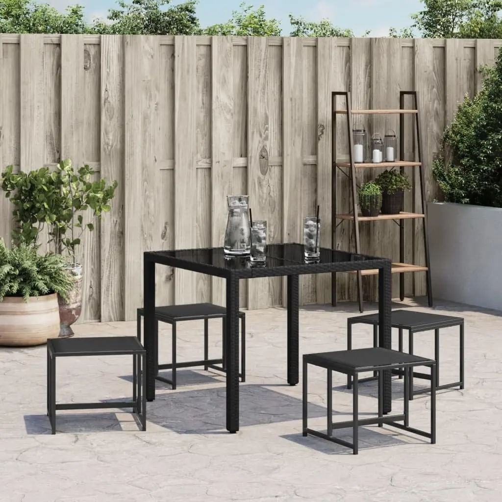 Garden Stools Steel Frame Textilene Fabric 4 Pieces Black