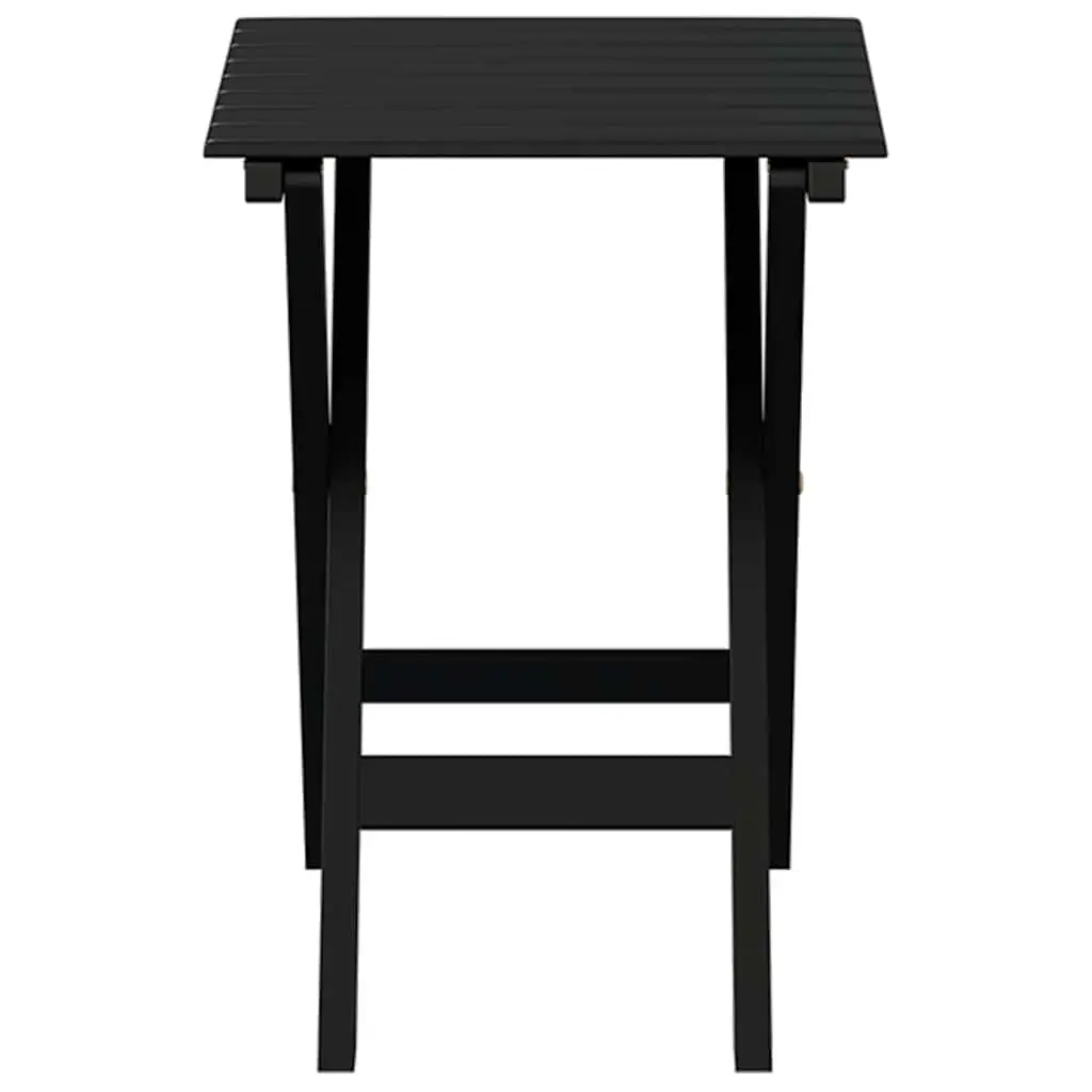 Foldable Side Table Poplar Wood Lightweight Black Outdoor Indoor