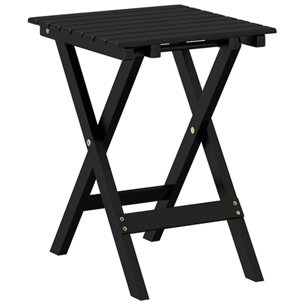 Foldable Side Table Poplar Wood Lightweight Black Outdoor Indoor