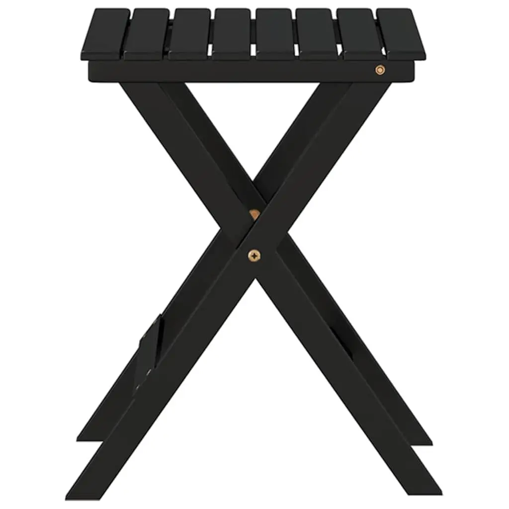 Foldable Side Table Poplar Wood Lightweight Black Outdoor Indoor