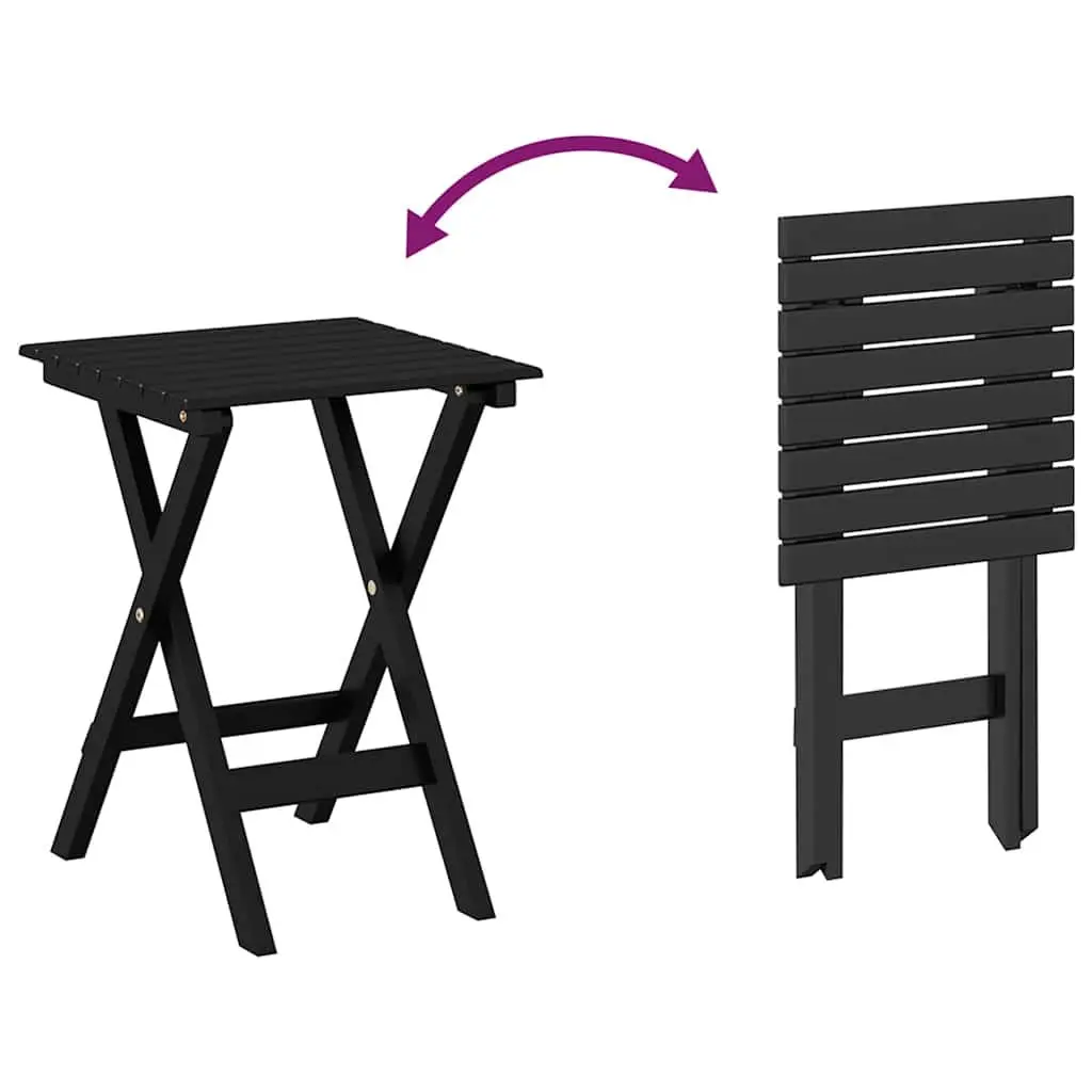 Foldable Side Table Poplar Wood Lightweight Black Outdoor Indoor