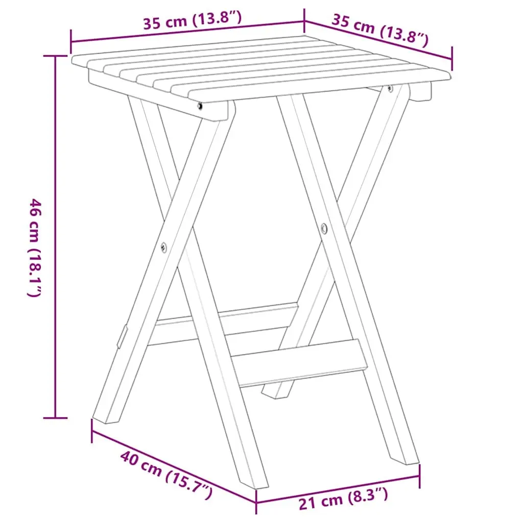 Foldable Side Table White Poplar Wood Outdoor Indoor Patio Lightweight Portable