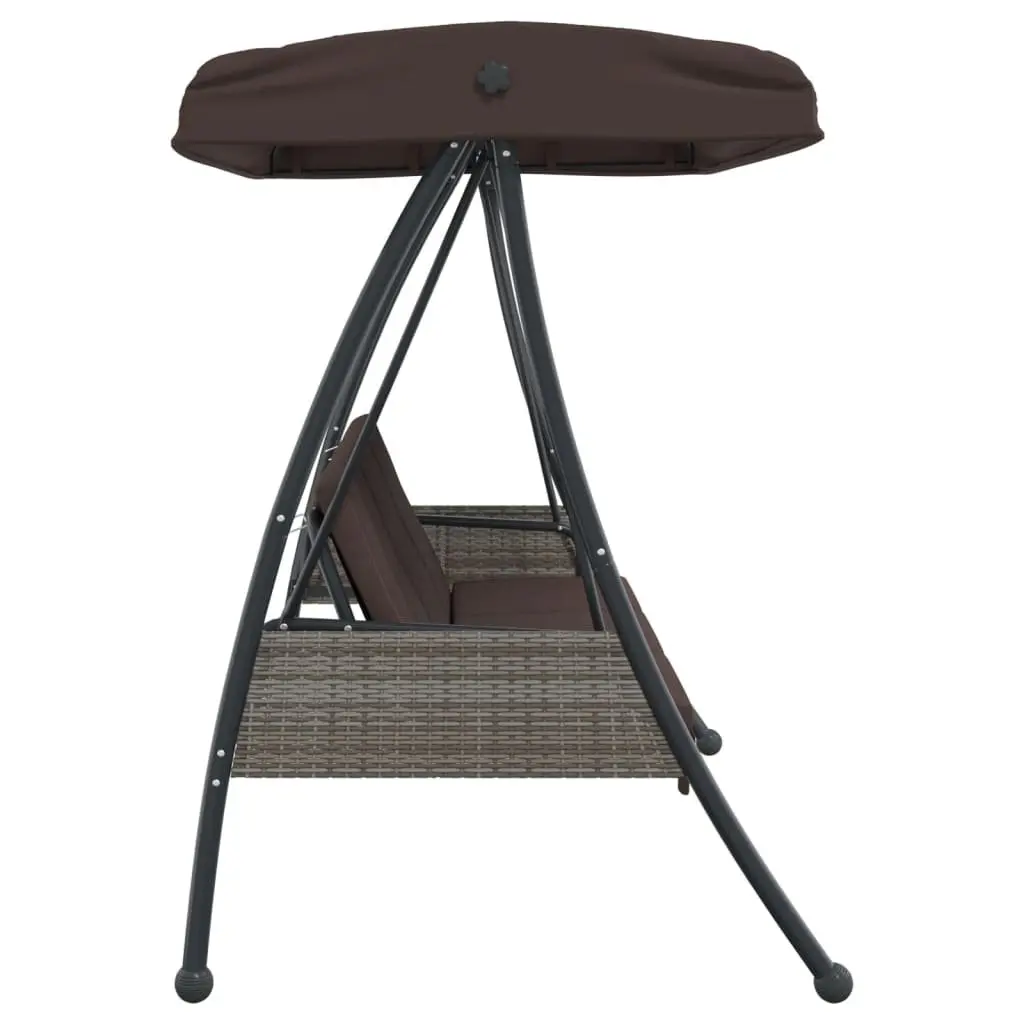 Garden Swing Bench 2-in-1 Lounger Adjustable Canopy Brown Outdoor Patio Seating